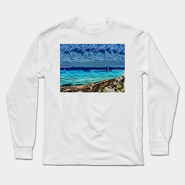 Watermelon Shoreline Long Sleeve T-Shirt by PsyCave